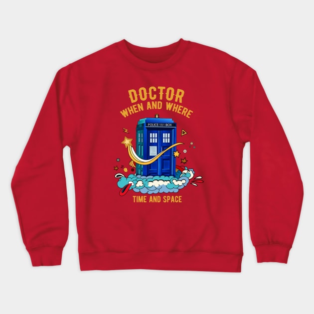 Doctor When and where - Time and space Crewneck Sweatshirt by Zaawely